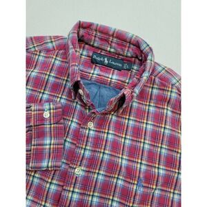 Ralph Lauren Double Faced Lined Shirt Pink Plaid Button Down Mens‎ L